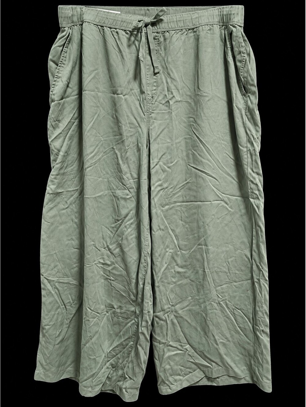Nine West Lightweight Twill Wide Leg Pants with Elastic Waistband and Drawstring